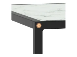 Mesa de centro-Mesa auxiliar negra con vidrio de mármol blanco 80x80x35 cm SHL4185