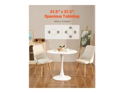 Mesa de Conjunto SucceBuy Mesa de Comedor Redonda de Madera de 80 cm para 2-4 Personas (Solo Mesa)