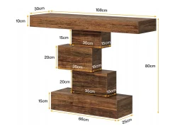 Mesa de consola, 108 cm. Mesa de sofá de madera estrecha detrás del sofá con base geométrica, mesa de entrada industrial, marrón rústico.