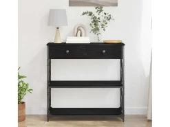 Mesa de Consola con cajón Roble negro 75 x 28 x 75 cm