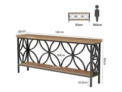 Mesa de consola con estante Mesa de sofá estrecha de 160 cm Mesa de pasillo