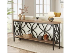 Mesa de consola con estante Mesa de sofá estrecha de 160 cm Mesa de pasillo