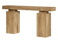 Mesa de consola de 160 cm de largo, mesa de entrada de estilo rústico detrás del sofá