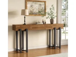 Mesa de consola de 160 cm para entrada, mesa rural detrás del sofá, mesa de sofá minimalista para sala de estar