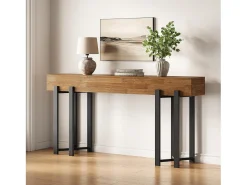 Mesa de consola de 160 cm para entrada, mesa rural detrás del sofá, mesa de sofá minimalista para sala de estar