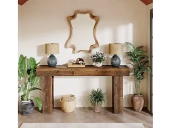 Mesa de consola, mesa de entrada rústica de 160 cm, consola rectangular de acento para entrada, pasillo