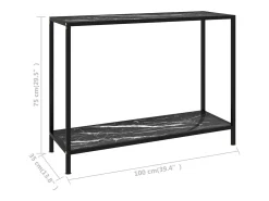 Mesa de consola negro vidrio templado 100x35x75 cm