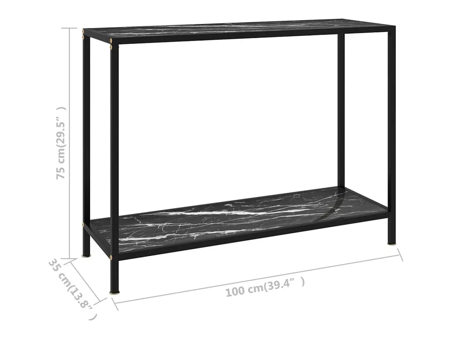 Mesa de consola negro vidrio templado 100x35x75 cm
