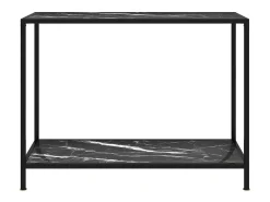 Mesa de consola negro vidrio templado 100x35x75 cm ES364541