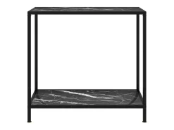 Mesa de consola negro vidrio templado 80x35x75 cm ES806049