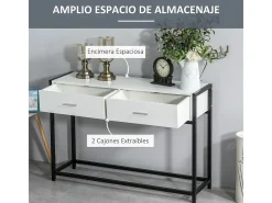 Mesa de consola negro y blanco 120x34x81 cm HOMCOM