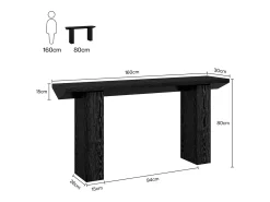 Mesa de consola para entrada, mesa de sofá larga y estrecha negra de 160 cm