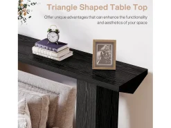 Mesa de consola para entrada, mesa de sofá larga y estrecha negra de 160 cm