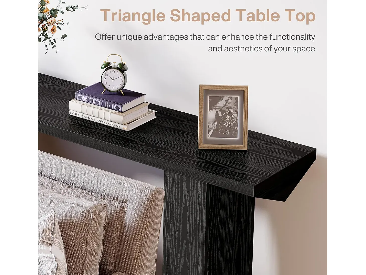Mesa de consola para entrada, mesa de sofá larga y estrecha negra de 160 cm