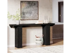 Mesa de consola para entrada, mesa de sofá larga y estrecha negra de 160 cm