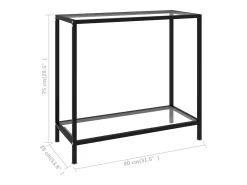 Mesa de consola transparente vidrio templado 80x35x75 cm