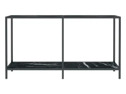 Mesa de consola vidrio templado negro 140x35x75,5 cm