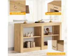 Mesa de entrada de 150 cm con estante de 2 niveles, diseño de silueta rectangular, mesa consola de sofá