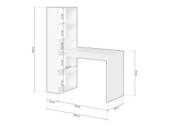 Mesa de escritorio con estantería en blanco artik y gris antracita 120x50 cm Cosmic Blanco Artik (Blanco Mate) - Gris Antracita