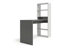 Mesa de escritorio con estantería en blanco artik y gris antracita 120x50 cm Cosmic Blanco Artik (Blanco Mate) - Gris Antracita