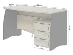 Mesa de escritorio Elan 3 cajones Roble Alaska - Gris Antracita