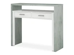 Mesa de escritorio extensible Zira Blanco Artik (Blanco Mate) - Gris Cemento