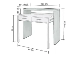 Mesa de escritorio extensible Zira Blanco Artik (Blanco Mate) - Gris Cemento