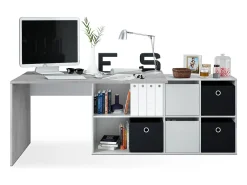 Mesa de escritorio multiposición en blanco mate y gris cemento 136x139 cm Move Blanco Artik (Blanco Mate) - Gris Cemento