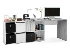 Mesa de escritorio multiposición en blanco mate y gris cemento 136x139 cm Move Blanco Artik (Blanco Mate) - Gris Cemento