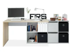 Mesa de escritorio multiposición en blanco mate y roble canadian 136x139 cm Move Blanco Artik (Blanco Mate) - Roble Canadian
