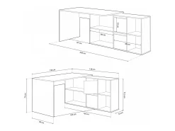 Mesa de escritorio multiposición en blanco mate y roble canadian 136x139 cm Move Blanco Artik (Blanco Mate) - Roble Canadian