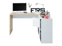 Mesa de escritorio multiposición en blanco mate y roble canadian 136x139 cm Move Blanco Artik (Blanco Mate) - Roble Canadian