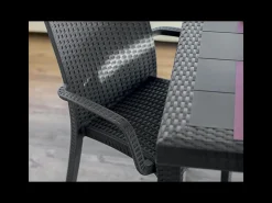Mesa de jardín para exterior 150x90 cm de ratán y polipropileno Houston - Negro