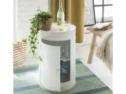 Mesa de noche industrial de metal blanco Meryl