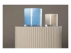 Mesa de rincón Lenox Ø30cm pedestal beige.