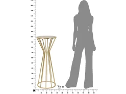 Mesa decorativa alta redonda para sala de estar en metal dorado glam 38cm Stick