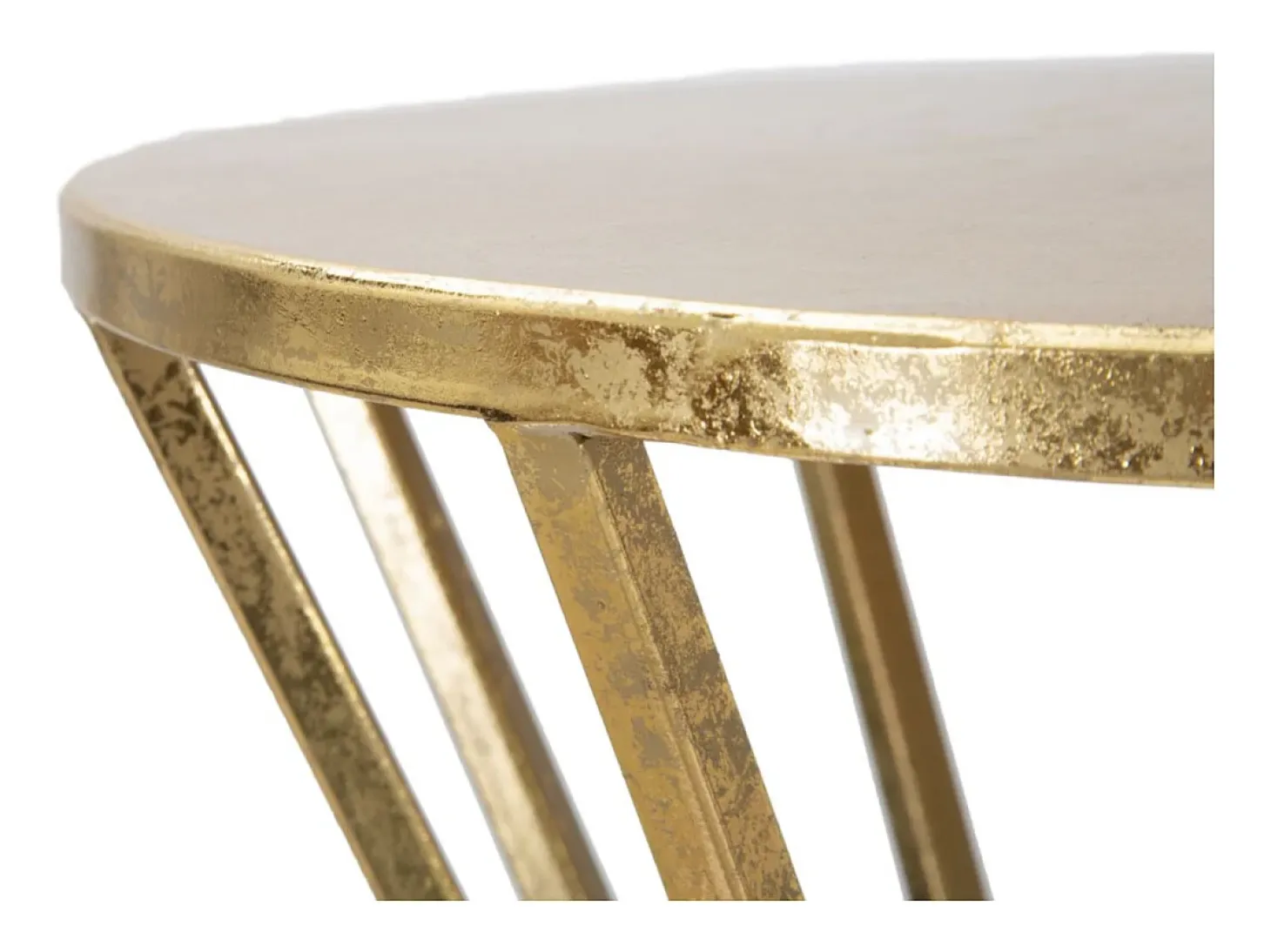 Mesa decorativa alta redonda para sala de estar en metal dorado glam 38cm Stick