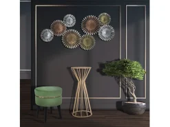 Mesa decorativa alta redonda para sala de estar en metal dorado glam 38cm Stick