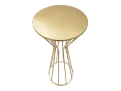 Mesa decorativa alta redonda para sala de estar en metal dorado glam 38cm Stick