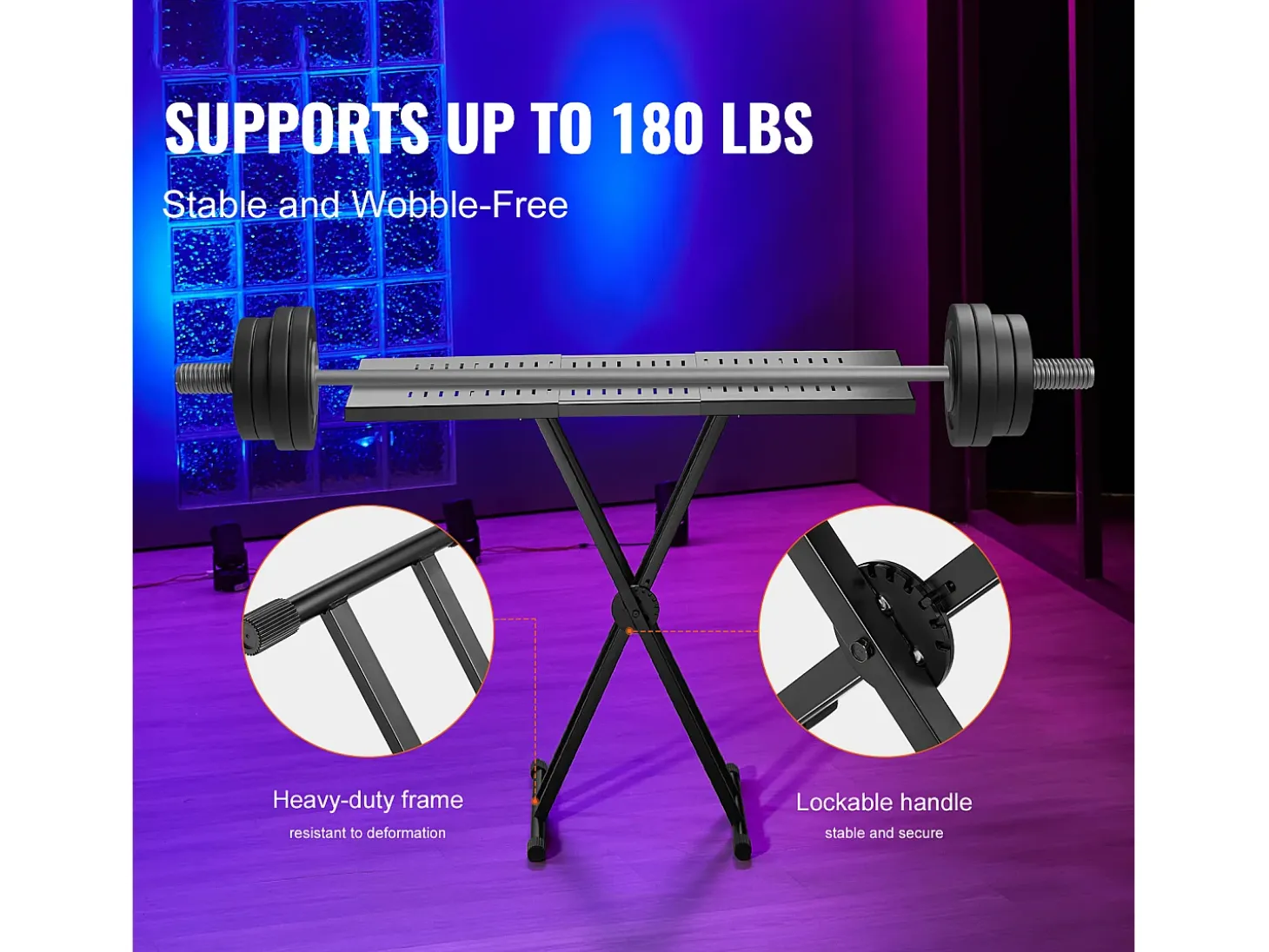 Mesa DJ Portátil SucceBuy, Soporte de Teclado Double-X, Altura Ajustable, Soporte de Mezcla de Audio, (820-1095) x 465 mm