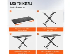 Mesa DJ Portátil SucceBuy, Soporte de Teclado Double-X, Altura Ajustable, Soporte de Mezcla de Audio, (820-1095) x 465 mm