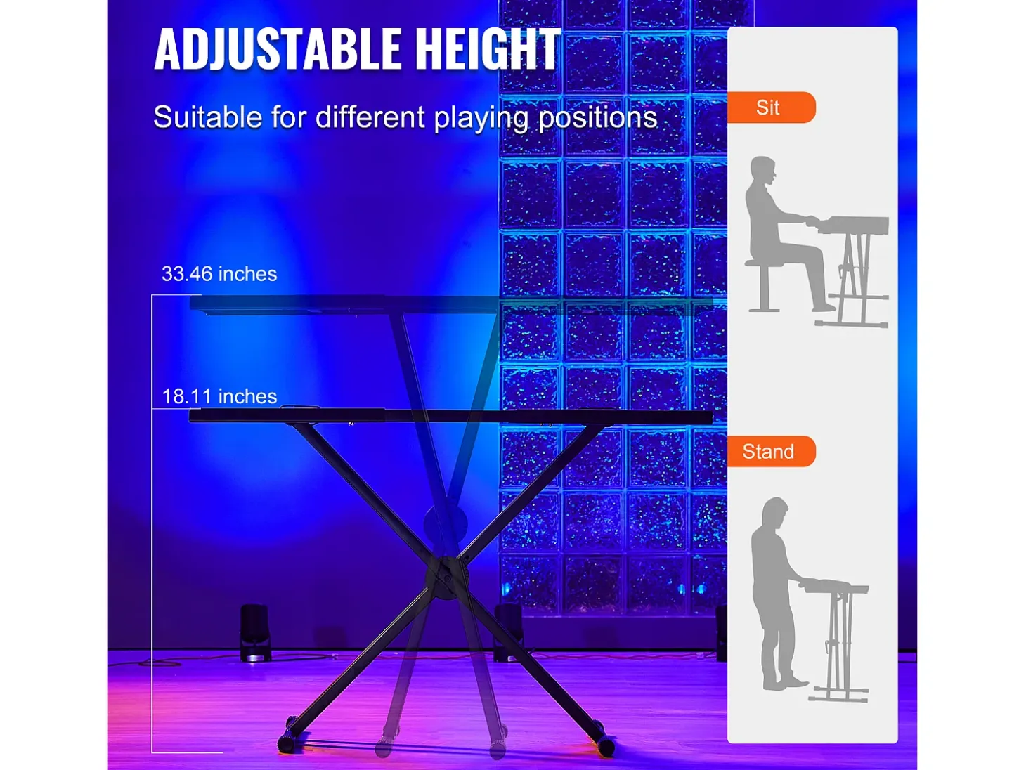 Mesa DJ Portátil SucceBuy, Soporte de Teclado Double-X, Altura Ajustable, Soporte de Mezcla de Audio, (820-1095) x 465 mm