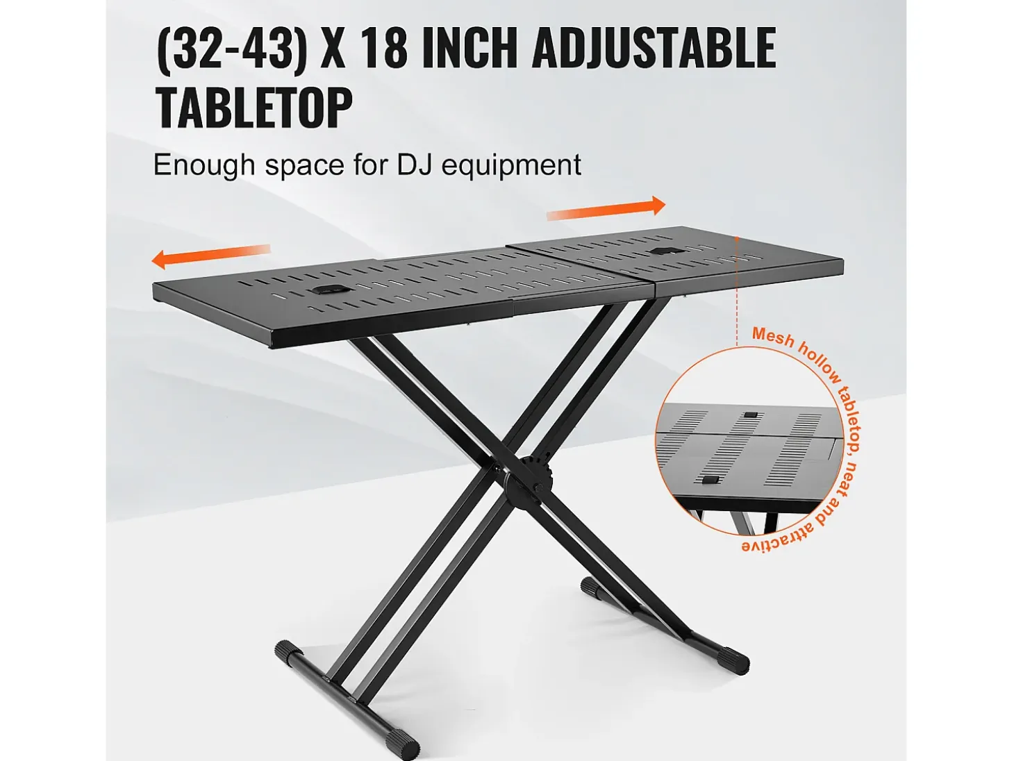 Mesa DJ Portátil SucceBuy, Soporte de Teclado Double-X, Altura Ajustable, Soporte de Mezcla de Audio, (820-1095) x 465 mm
