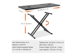 Mesa DJ Portátil SucceBuy, Soporte de Teclado Double-X, Altura Ajustable, Soporte de Mezcla de Audio, (820-1095) x 465 mm