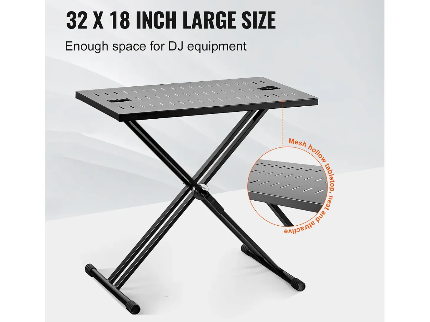 Mesa DJ Portátil SucceBuy, Mesa DJ con Soporte Portátil para Portátil, Altura Ajustable, Soporte con Doble Refuerzo en X