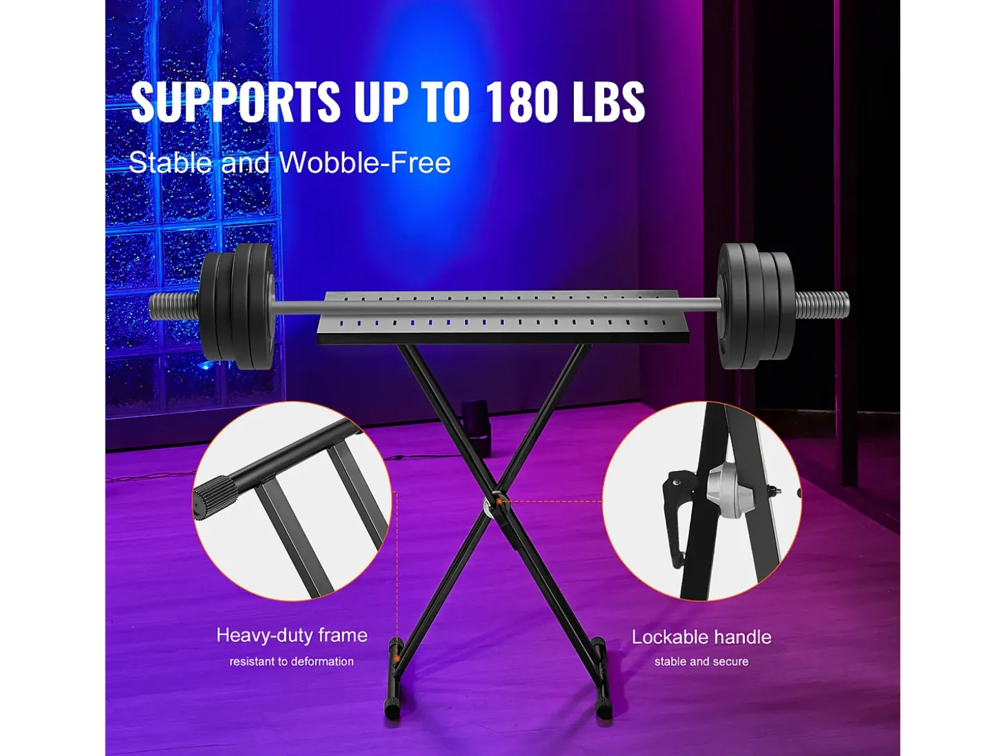 Mesa DJ Portátil SucceBuy, Mesa DJ con Soporte Portátil para Portátil, Altura Ajustable, Soporte con Doble Refuerzo en X
