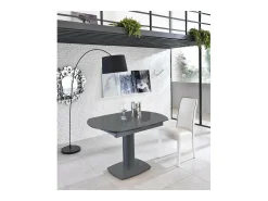 Mesa extensible Kyoto en cristal templado gris hasta 180 cm