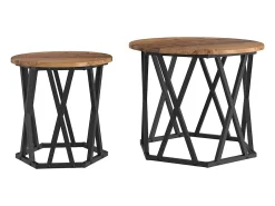 Mesa lateral 2 piezas Madera reciclada 50 x 50 x 40 cm
