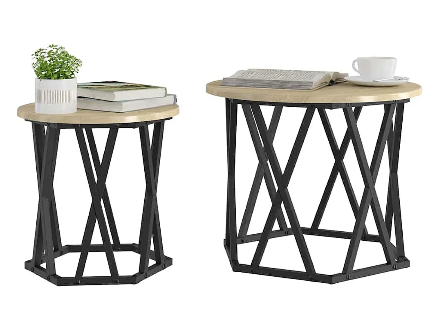 Mesa lateral 2 piezas Roble Sonoma 50 x 50 x 40 cm