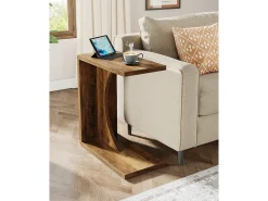 Mesa lateral en forma de C para sofá, pequeña mesa de noche para sofá, mesa de noche para sala de estar y dormitorio